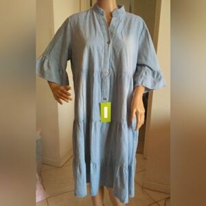 BNWT JEAN DRESS LAYERED W/ RUFFLY FLOW SZ. XL NEW COLLECTION BOUTIQUE CUUUUTE!
